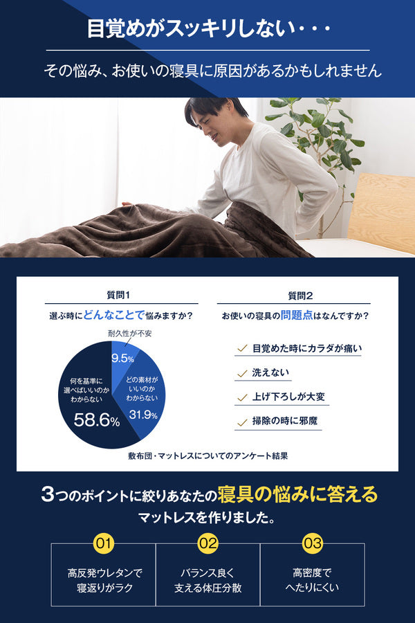 SleepNiceday 3つ折りマットレス10cm Basic ダブル(D) グレージュ【代引不可】