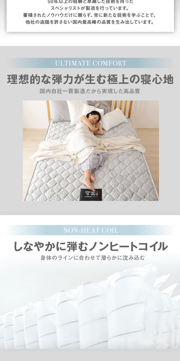 完全受注生産 純国産 東京スプリング TSI ポケットコイルマットレス(単品)【エクセレントハード/レギュラー丈 セミダブル】 ノンヒートコイル 抗菌・防臭・防ダニ加工【代引不可】