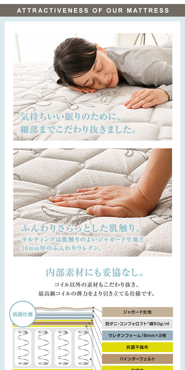 完全受注生産 純国産 東京スプリング TSI ポケットコイルマットレス(単品)【エクセレントハード/ショート丈 シングル】 ノンヒートコイル 抗菌・防臭・防ダニ加工【代引不可】