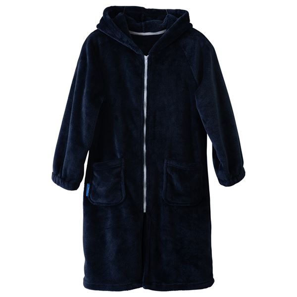 着る毛布 キッズ ジップパーカー型 着丈85cm ダークネイビー mofua モフア プレミアムマイクロファイバー ルームウェア【代引不可】