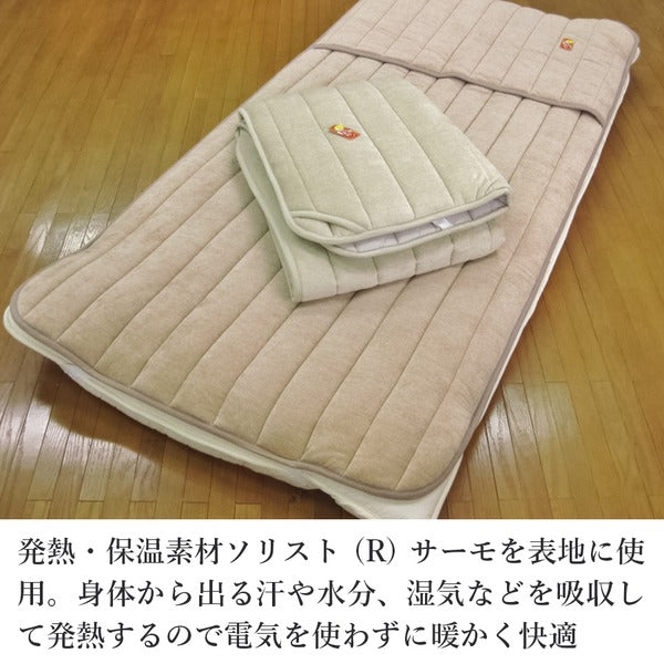 日本製 足元ポケット付 吸湿発熱あったか敷パッド (ベージュ)