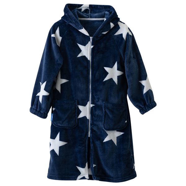 着る毛布 キッズ ジップパーカー型 着丈85cm 星柄 ネイビー mofua モフア プレミアムマイクロファイバー ルームウェア【代引不可】