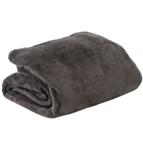 もこもこあったか 吸湿発熱機能付き毛布 【約140×200cm DGY ダークグレー】 シンプル 無地 節電