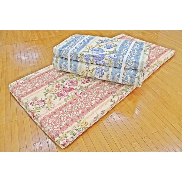 日本製 点で支えるプロファイルウレタンマット シングルブルー 綿100%