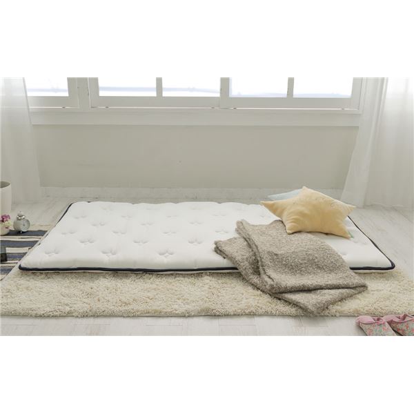 医学博士監修 ミニポケットコイル入り 敷きマットレス(LAYFIT レイフィット・敷き布団タイプ) 【セミシングル】 厚み8cm〔トッパー 敷き布団 マットレス スプリングマット ベッドマット ホワイト〕