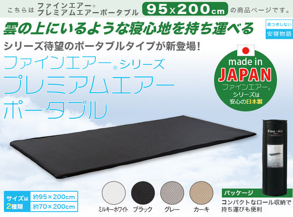 高反発マットレス/寝具 【ポータブルタイプ ブラック】 幅95cm 洗える 日本製 体圧分散 耐久性【代引不可】