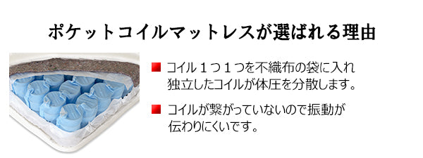 マットレス 寝具 ダブル 約幅140cm アイボリー 体圧分散 身体にフィットする ポケットコイルマットレス 圧縮梱包 寝室【代引不可】