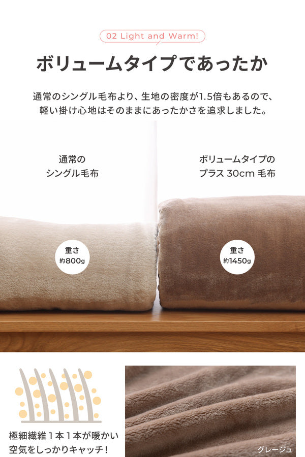 毛布 寝具 シングル 約140×230cm グレージュ 洗える 静電気抑制 mofua モフア プレミアムマイクロファイバー＋30cmのロング毛布【代引不可】