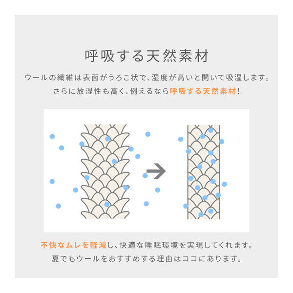 Sleep Niceday フランス産ウォッシャブルウール100%使用した ベッドパッド 日本製・消臭・吸湿   ダブル（D） ライトグレー【代引不可】