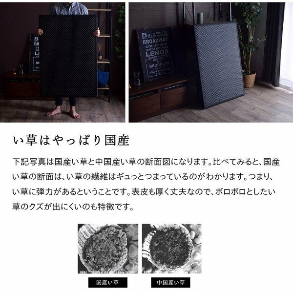 い草 マットレス 3つ折り セミダブル 約120×210cm ブラック 日本製 国産 抗菌 防臭 防音 軽量 畳 フロアマット ラグマット【代引不可】