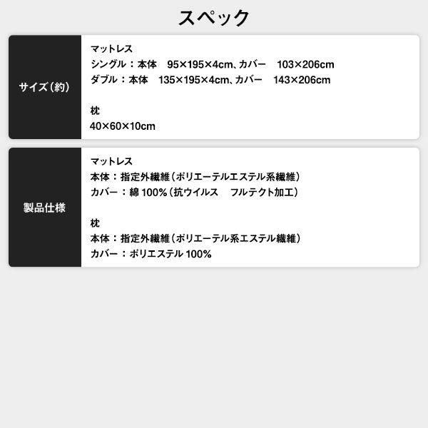 【日本製】 3次元構造体 マットレス 【シングル】 洗える 抗菌 防ダニ 体圧分散 高反発 抗ウイルスカバー付き 寝具【代引不可】